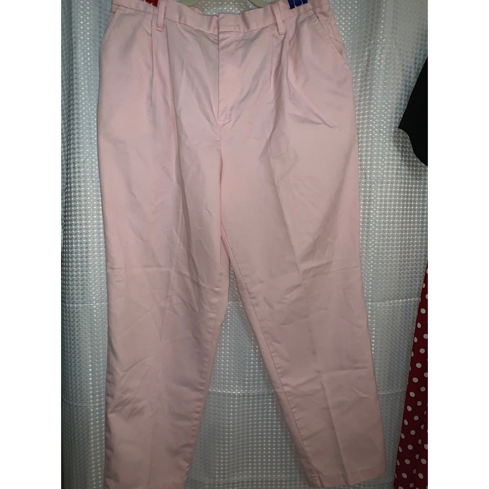 Vintage Chic Pink Pleated High Waisted Tapered Trousers Pants Womens 16 Petite